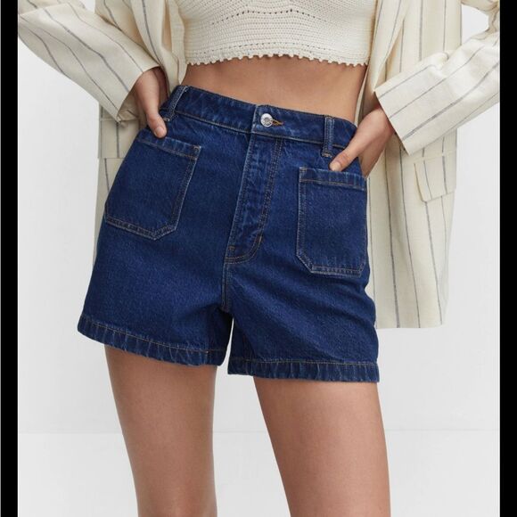 MNG mango denim pocket front jean shorts Clea US 4 - Picture 1 of 7